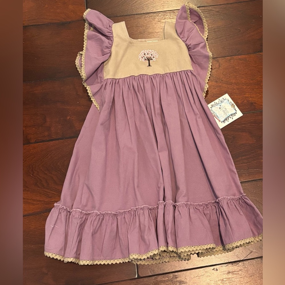 Adorable Lavender Kids Dress with Tree Detail
